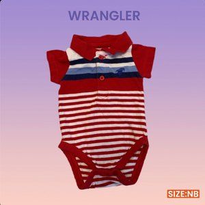 WRANGLER SIZE NB STRIPPED RED COLOURED ONE PIECE BABY SUIT